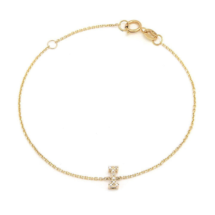 14K Initial Single Prong Diamond Bracelet