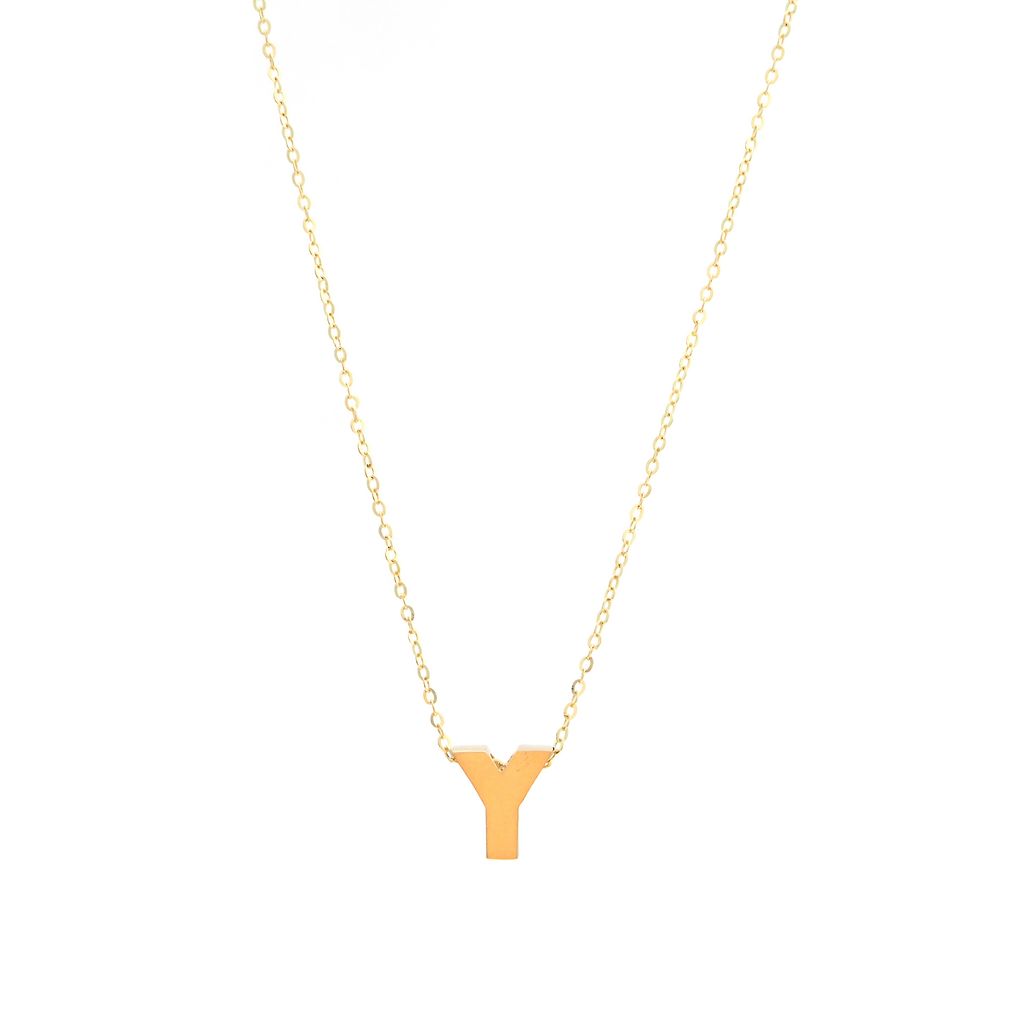 8MM Simple Initial Letter Necklace Cadena con Inicial