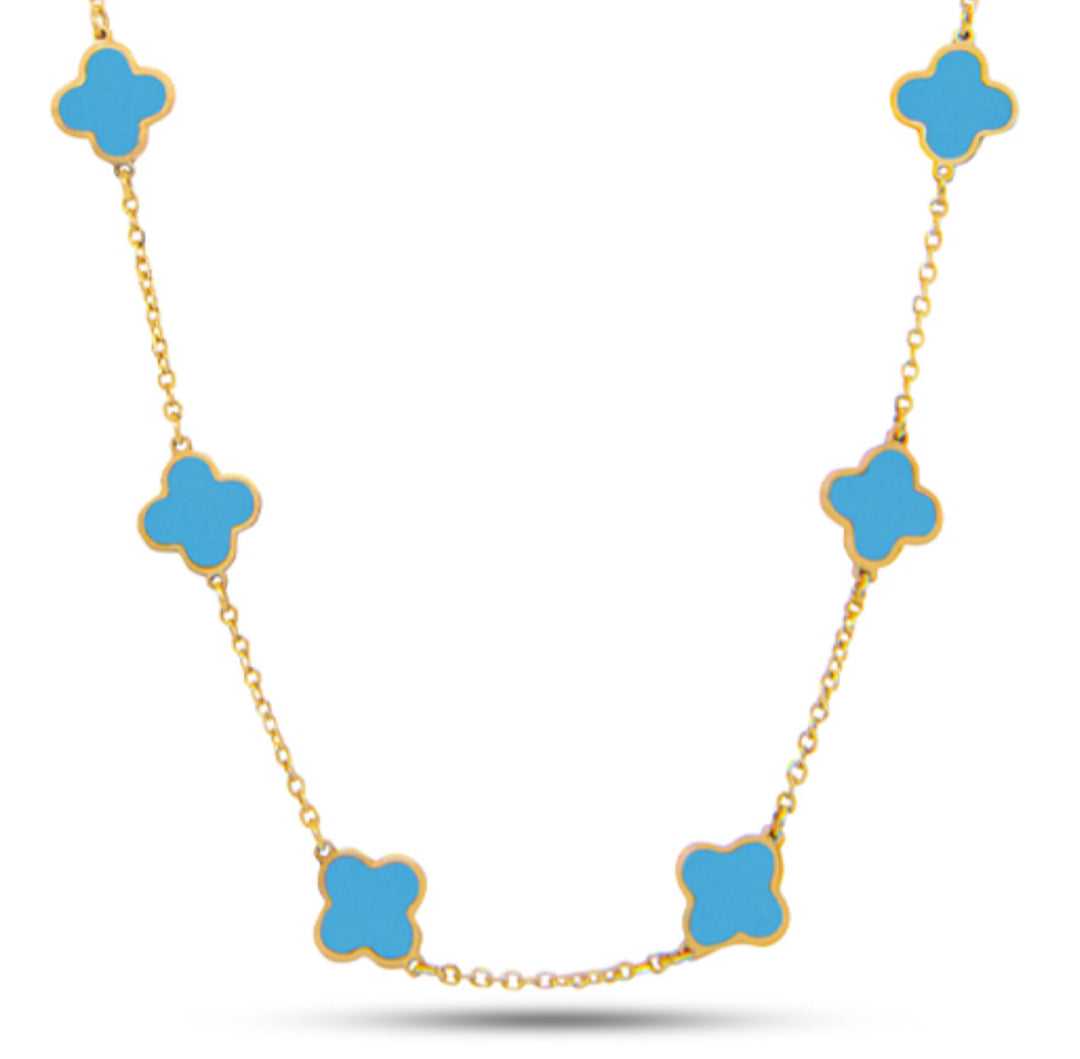 14k Gold Turquoise Necklace (7 Trebol)