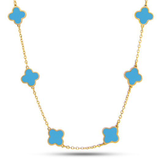14k Gold Turquoise Necklace (9 Trebol)