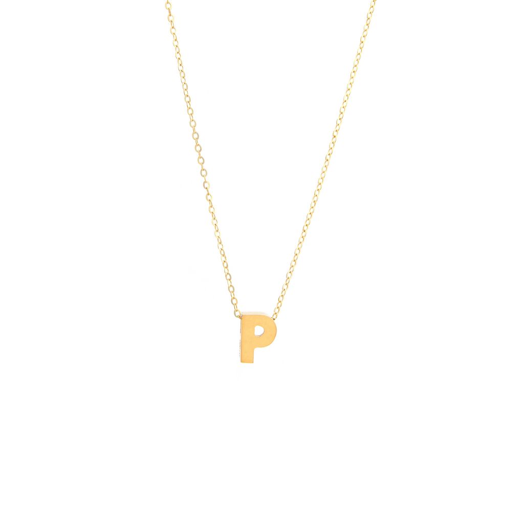 8MM Simple Initial Letter Necklace Cadena con Inicial