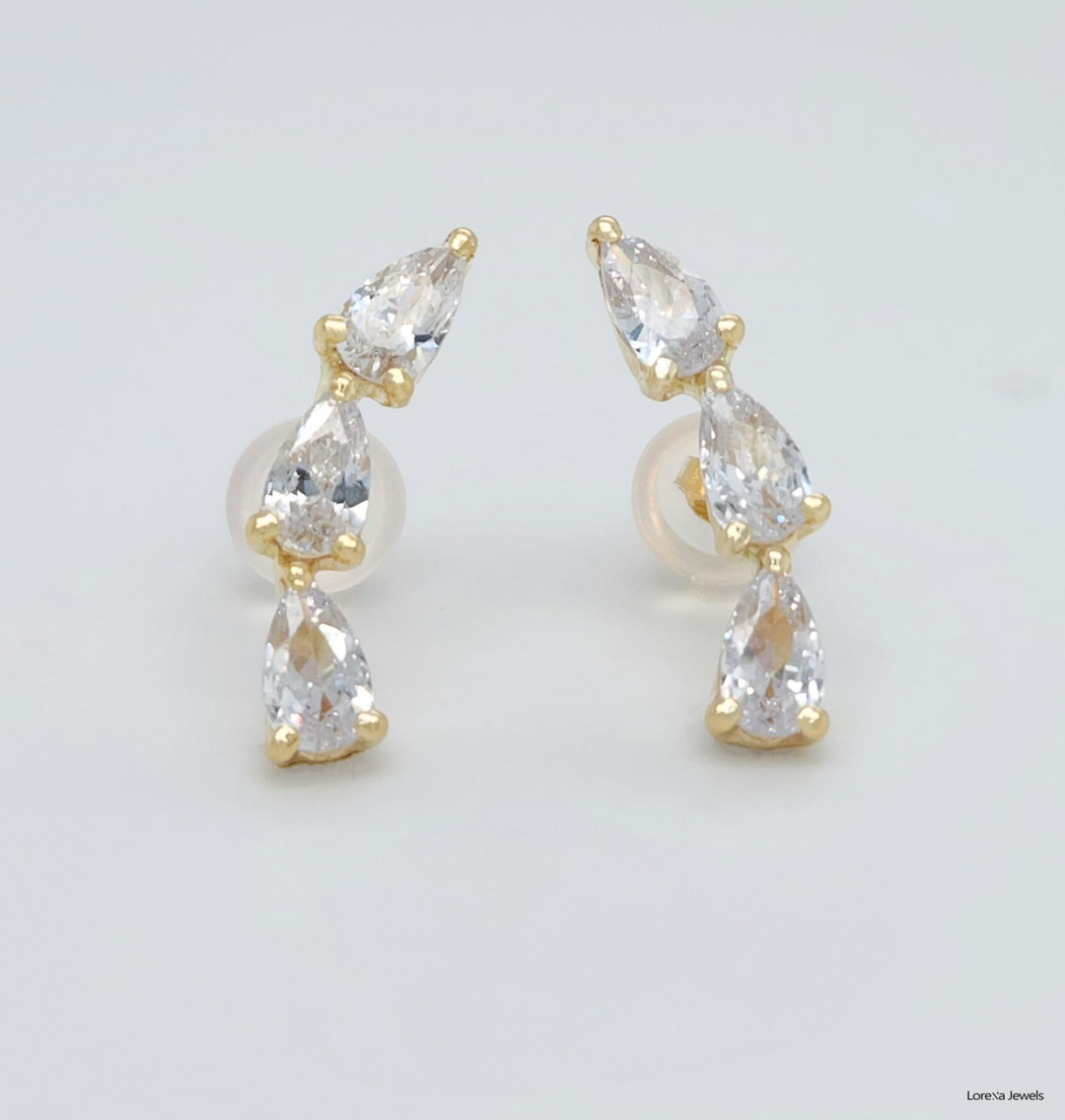 18K Triple Pear Earrings