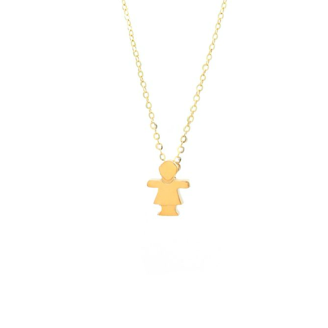 14K Gold Girl Pendant Necklace