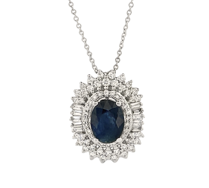 14K yellow gold 0.53 ct Sapphire 1.30 ct  Necklace