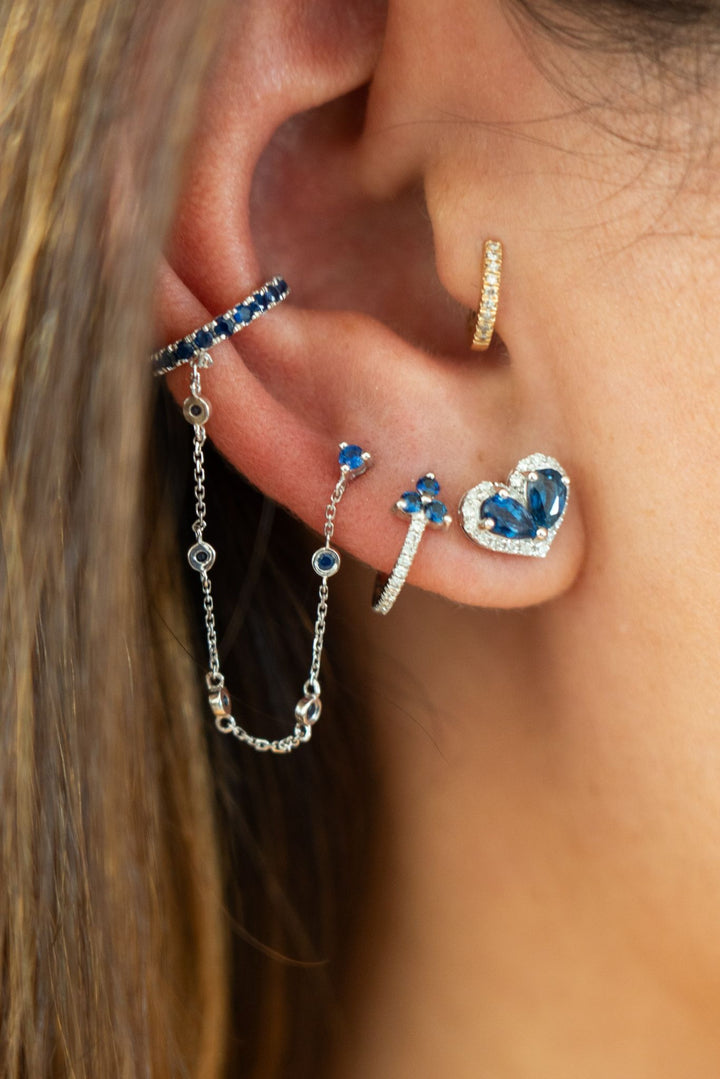 Sapphire Cuff Earring Attached Stud