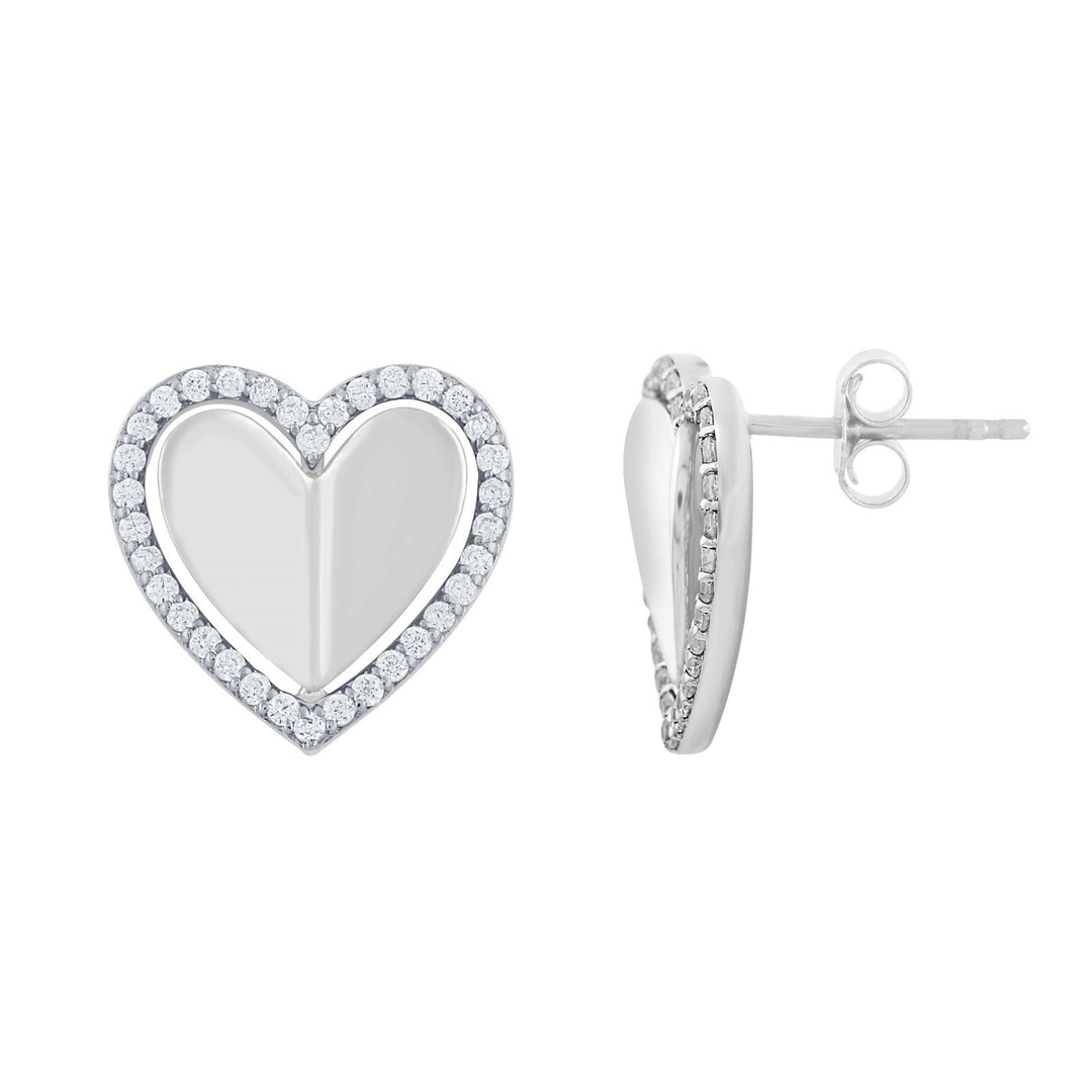 14K 0.33 CT Natural Diamonds white gold Hearts Earrings