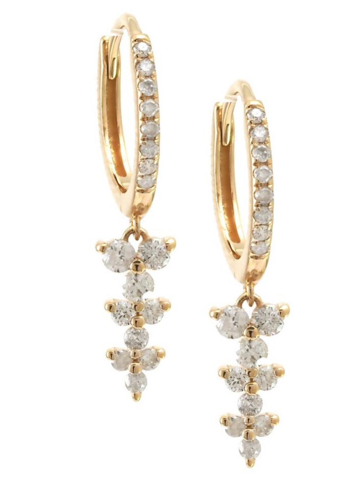 14K Mini Hoop Earring With Drop Marquise Charm