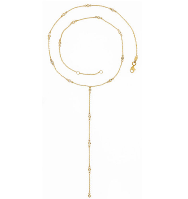 By the yard Bezel CZ Lariat Necklace