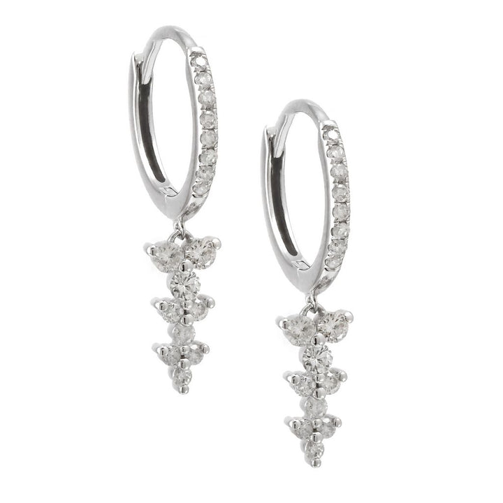 14K Mini Hoop Earring With Drop Marquise Charm