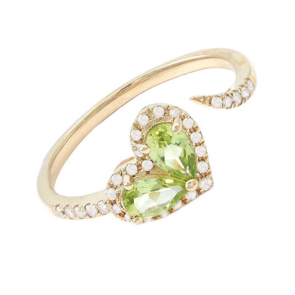 Diamond + Peridot Heart Shape Ring