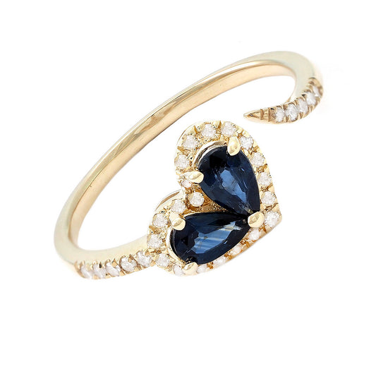 Diamond + Sapphire Heart Shape Ring