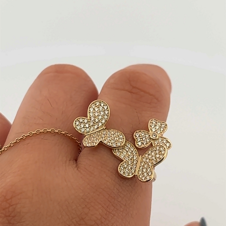 Mariposas + Flor Ring 14K