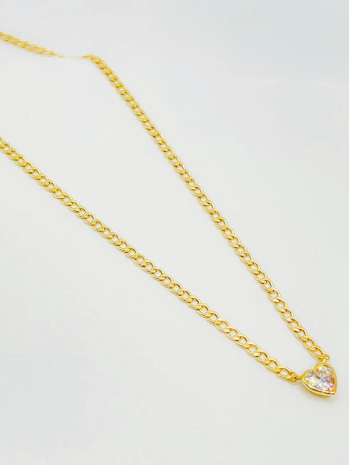 Corazon Cz Fancy CZ Heart and Cuban link Necklace