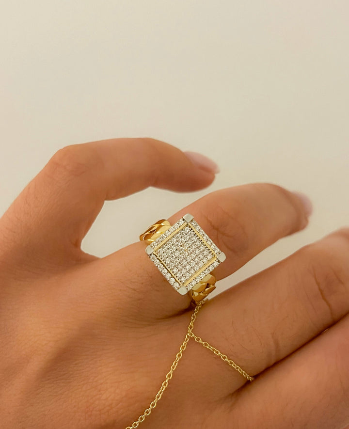 Princesa Chain Big Square Ring