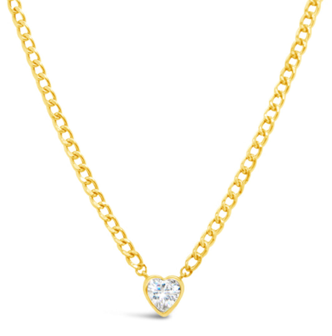 Corazon Cz Fancy CZ Heart and Cuban link Necklace