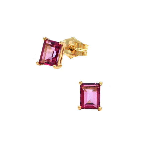 18K Emerald Cut Earrings