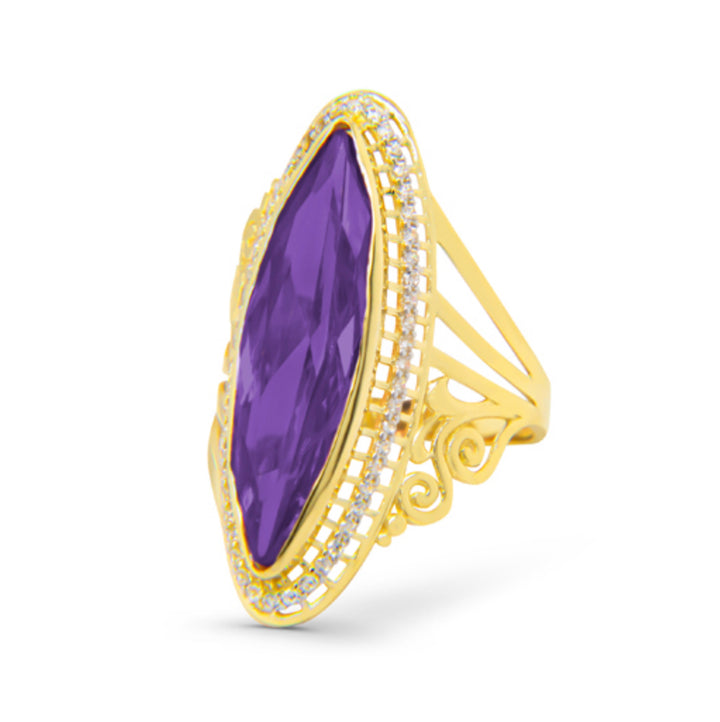 14k Gold Oval Large Stone Ring