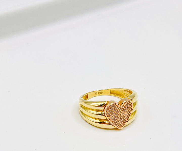 Corazón Cz and Rose Gold Banda Ring