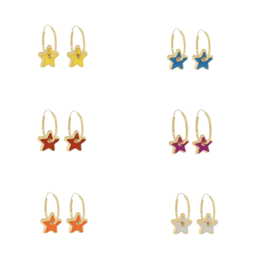 Enamel Star hoops