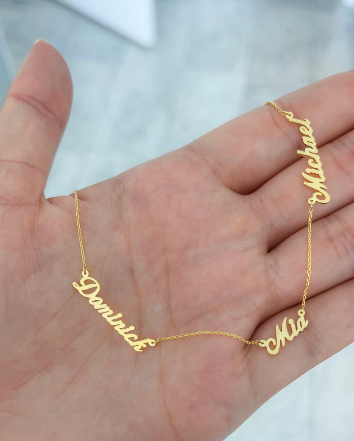 14k 3mm Custom Name Necklace 1-10 letras