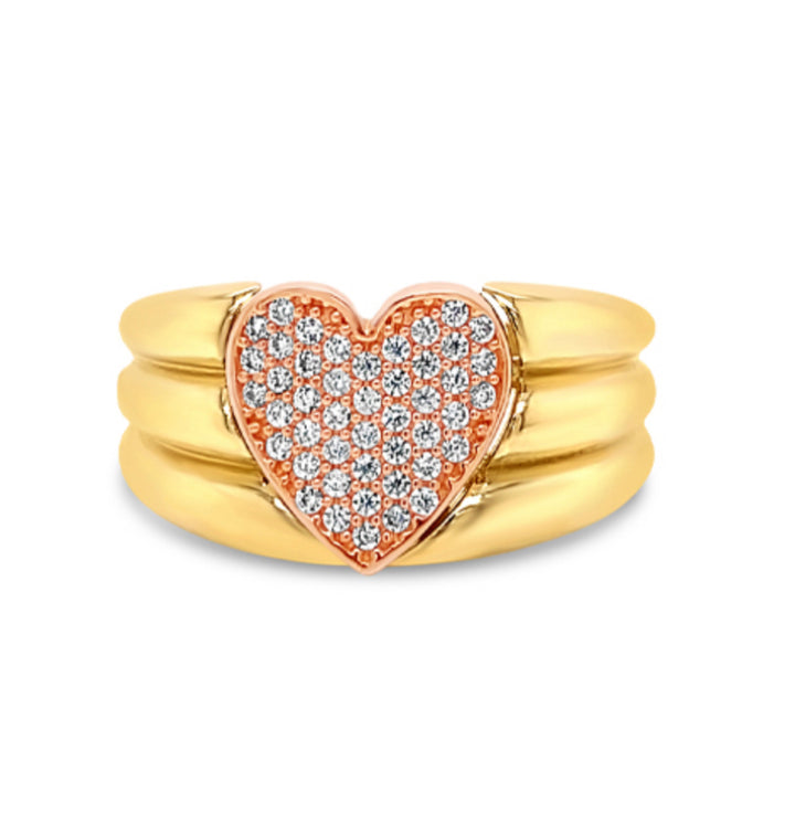 Corazón Cz and Rose Gold Banda Ring