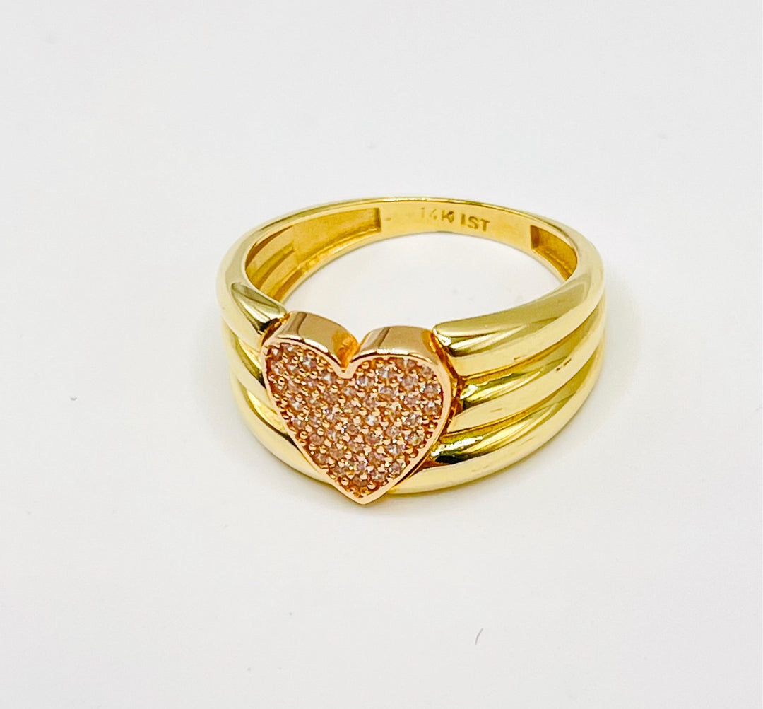 Corazón Cz and Rose Gold Banda Ring