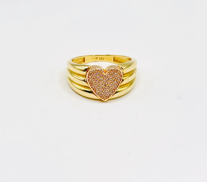 Corazón Cz and Rose Gold Banda Ring